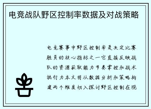 电竞战队野区控制率数据及对战策略